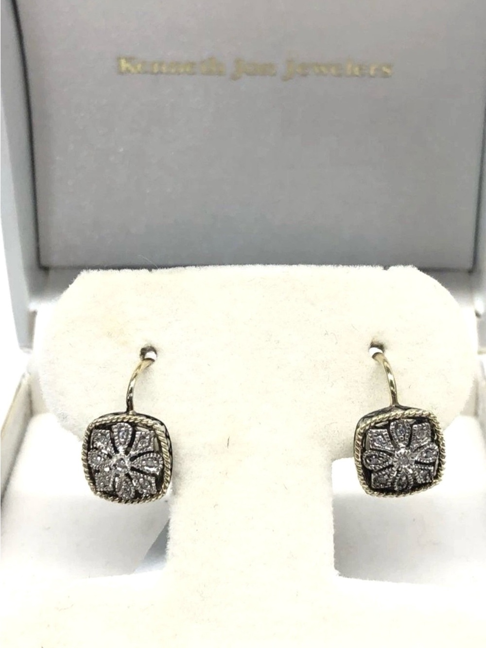Andrea Candela 925 Silver & 18k Gold Diamond Lever Back Earrings